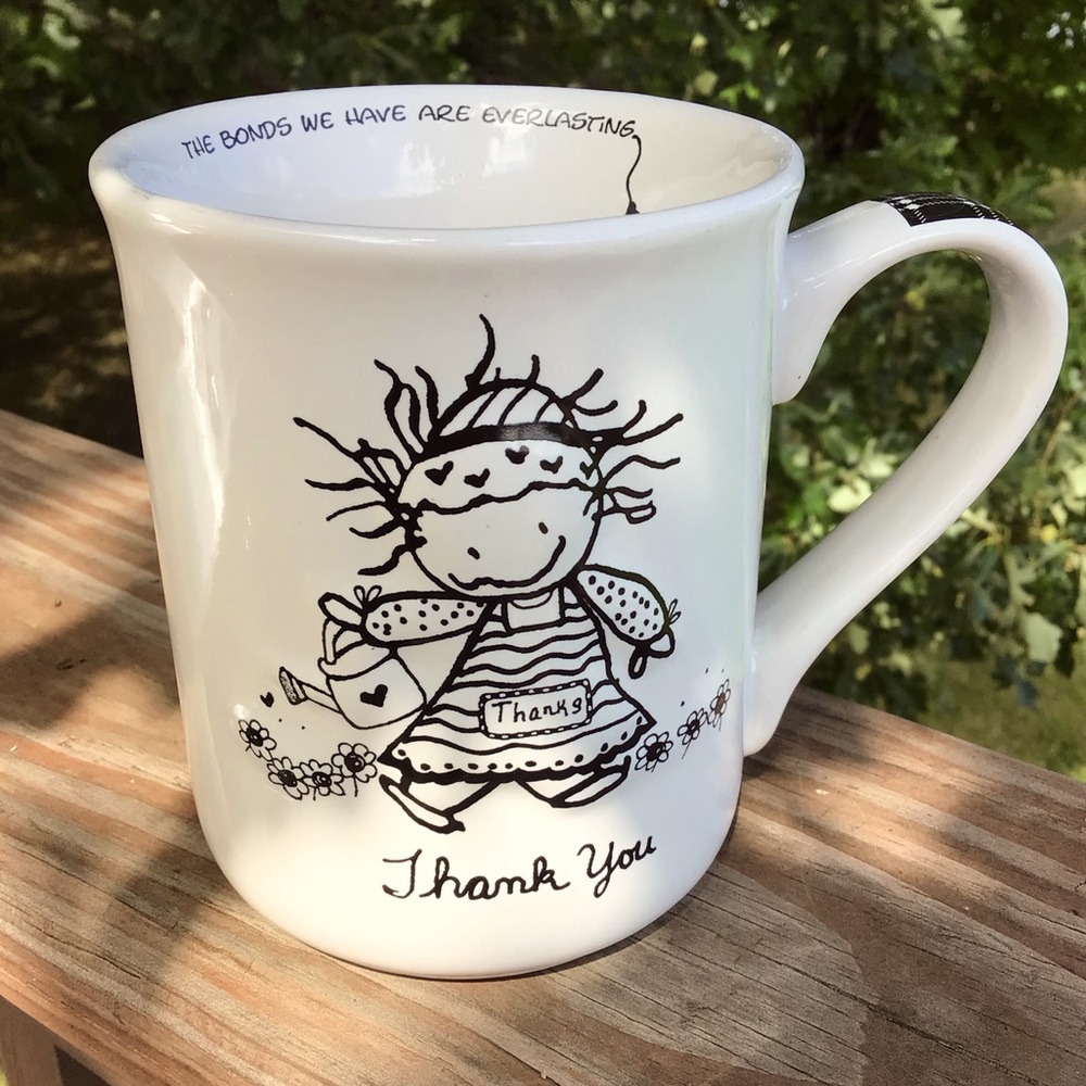 White Thank You Mug with Cute Illustration
